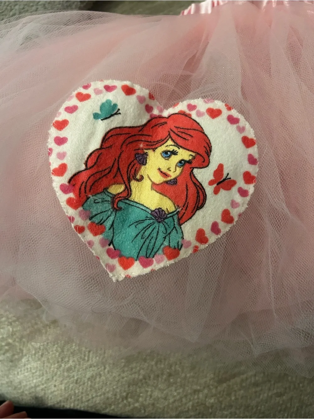 Tutu Pink Tulle Princess Skirt with Heart Patch Disney Characters